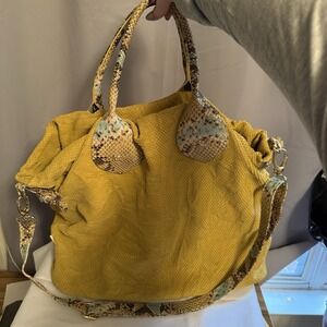 Jenrigo Green Snake Textured Leather Slouchy Hobo Shoulder Crossbody Bag Purse